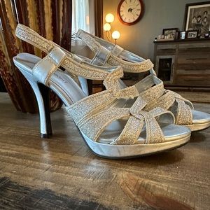 Gorgeous Fioni heels in sparkly silver